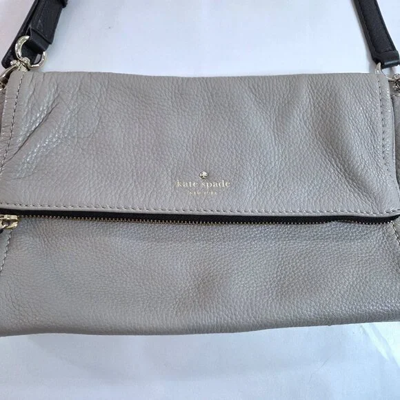 s-l400.jpg Kate Spade Cream and Black Pebble Leather Shoulder Bag display picture 1